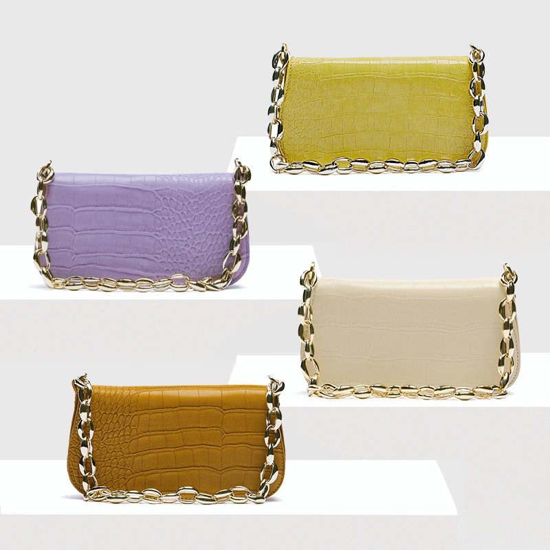 Crocodile Pattern PU Leather Crossbody Bag