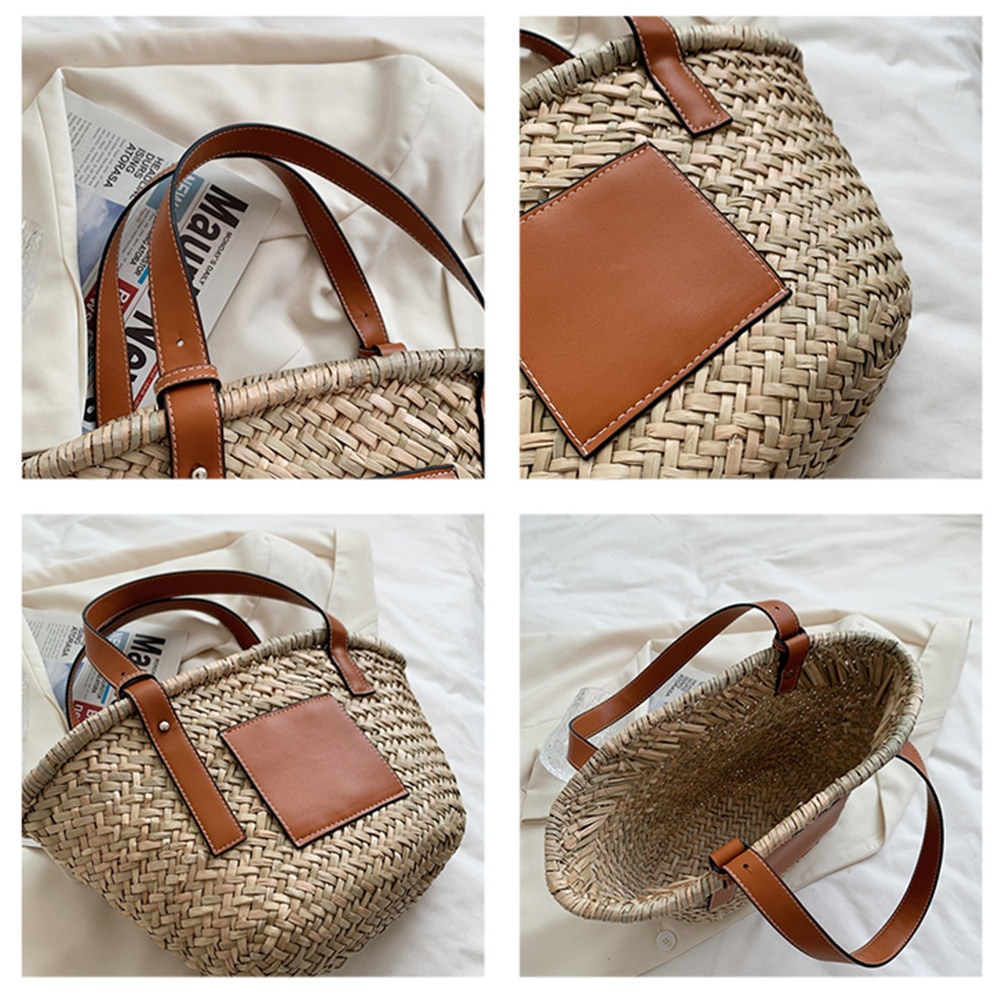 High Capacity Rattan Women Straw Handbag