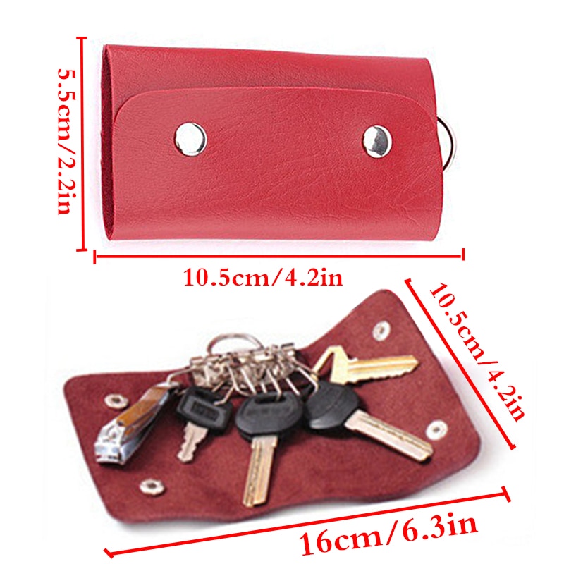 PU Keychain Solid Keyrings Wallet