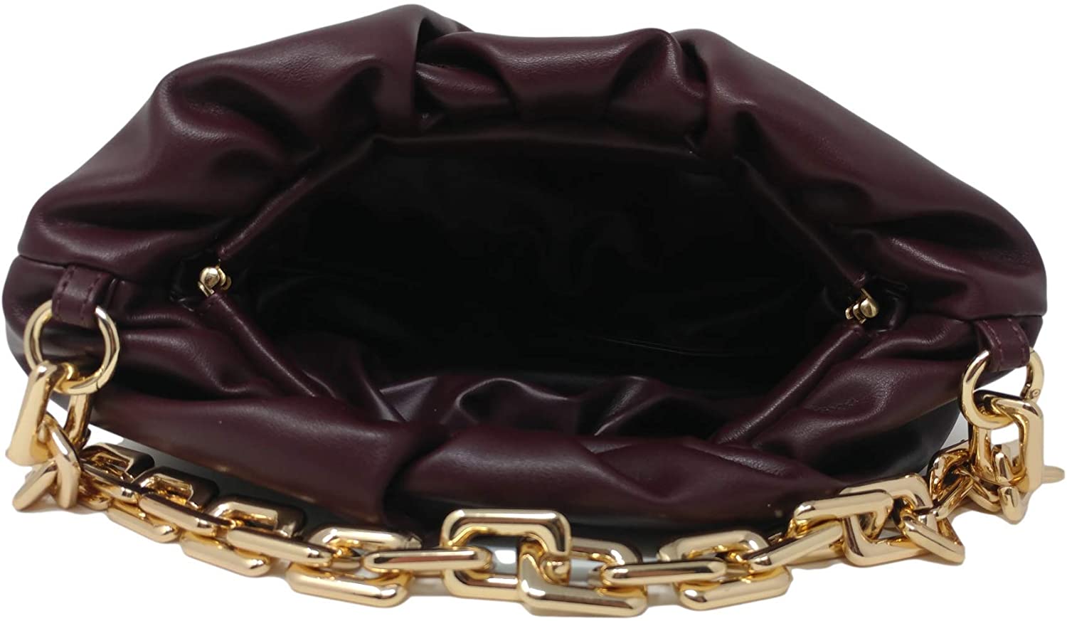 Ruched Chain Link Shoulder Handbag