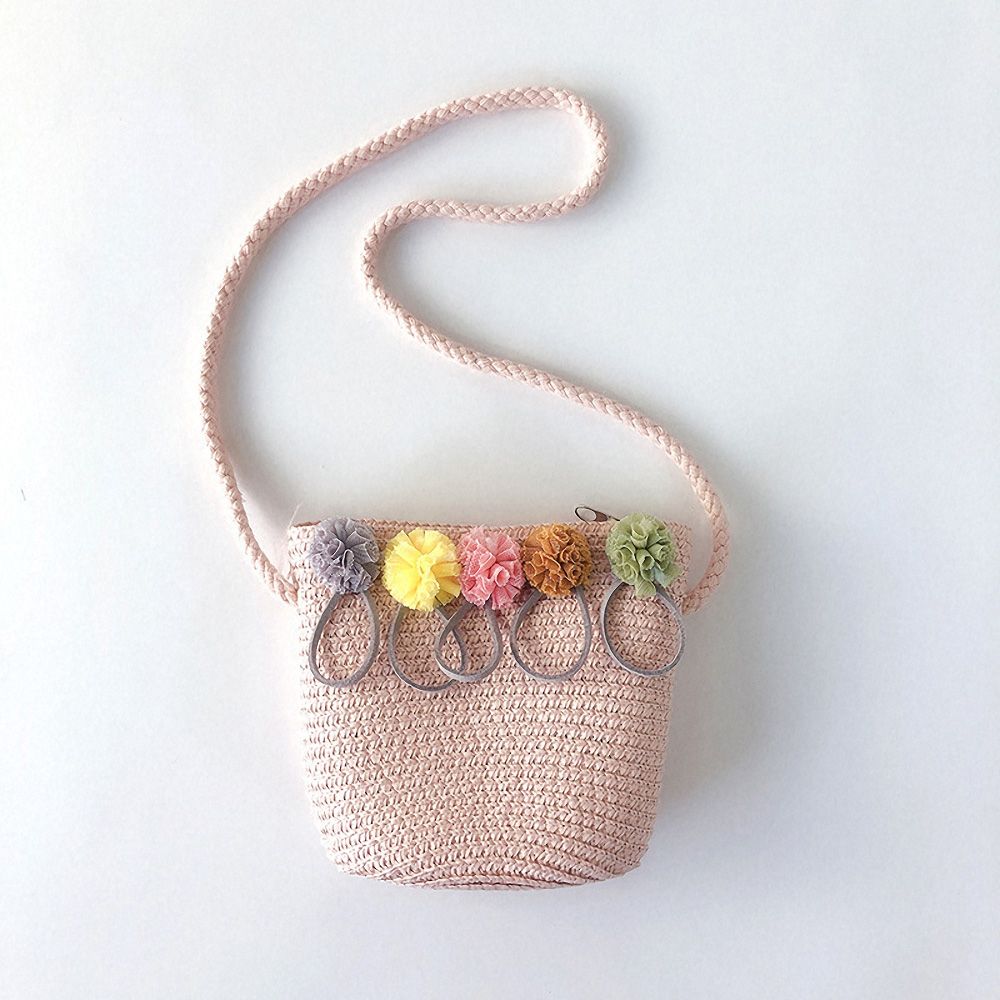 Handmade Floral Rattan Kids Crossbody Bag