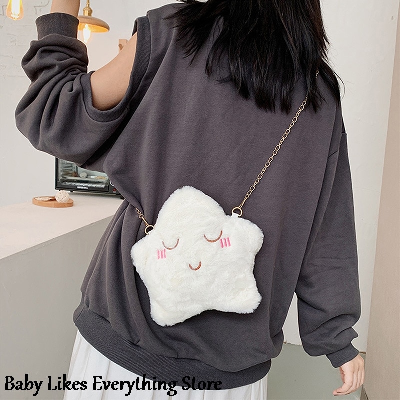 Cute Star Shape Plush Toy Shoulder Bag