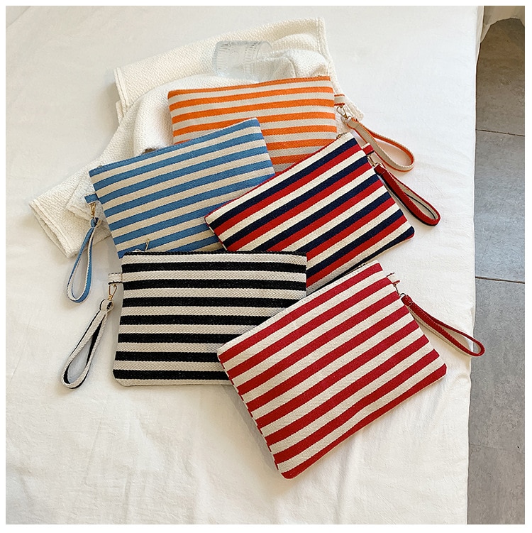 Striped Bags Clutch Canvas