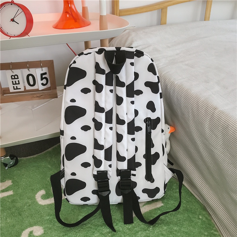 Cow Print Girl Waterproof Backpack
