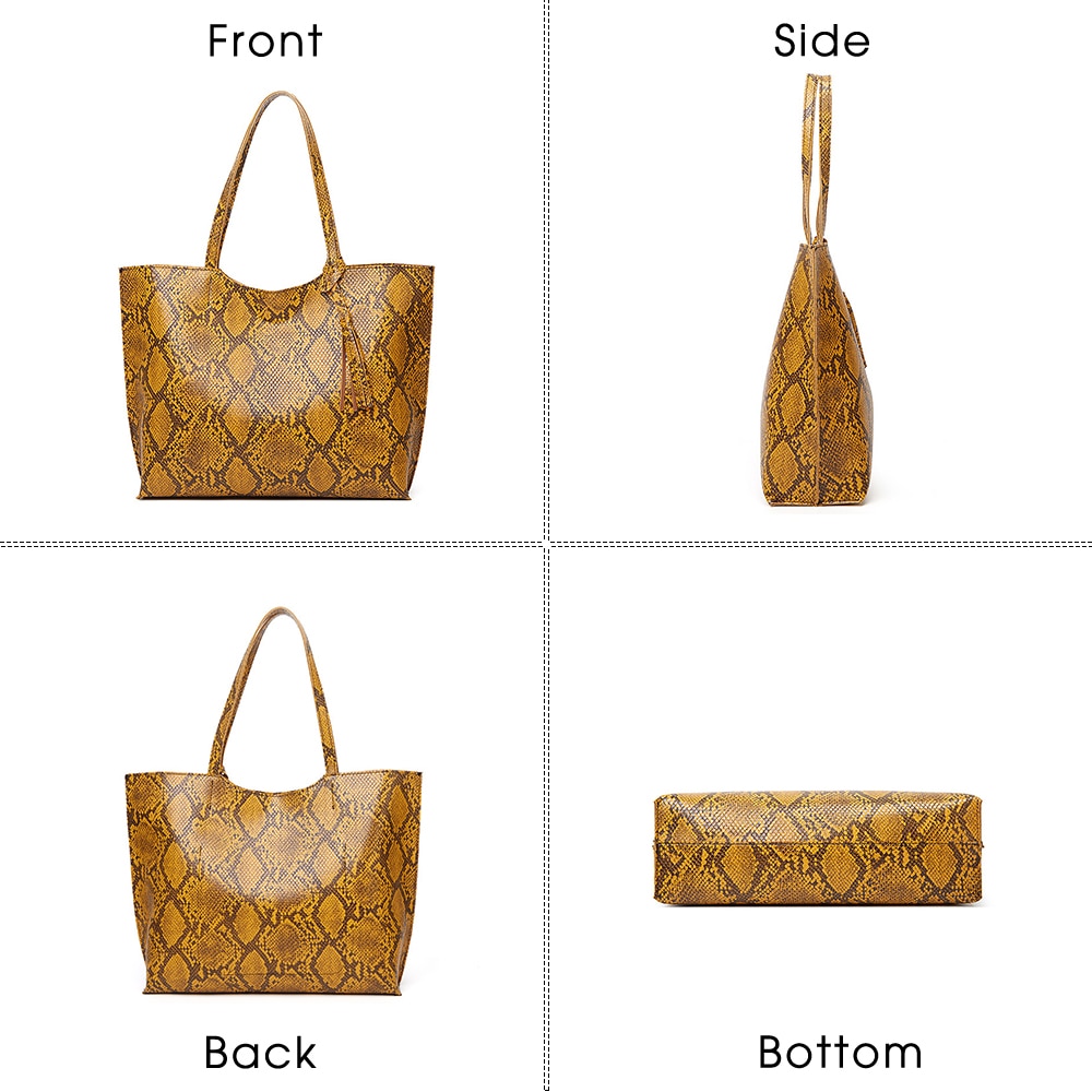 Designer Snake Pattern Big Tote Handbag