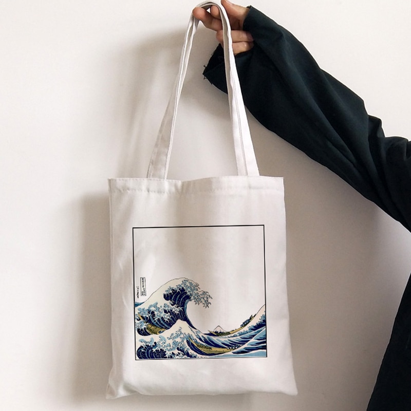 wave print shopper bag