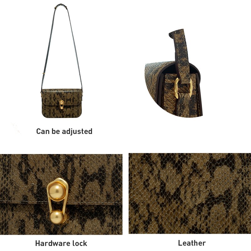 Serpentine Leather Square Bag