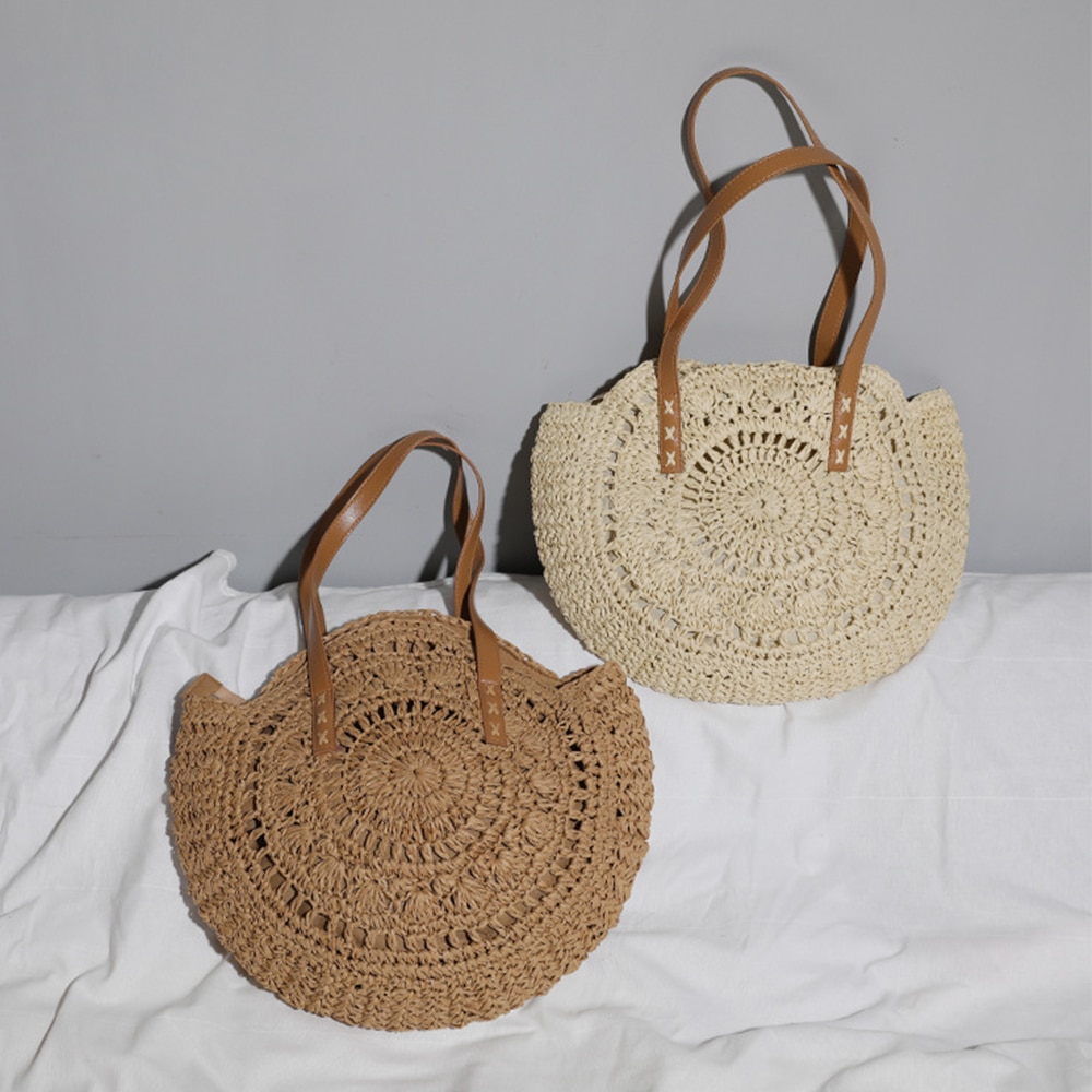 Round Straw Shoulder Bag