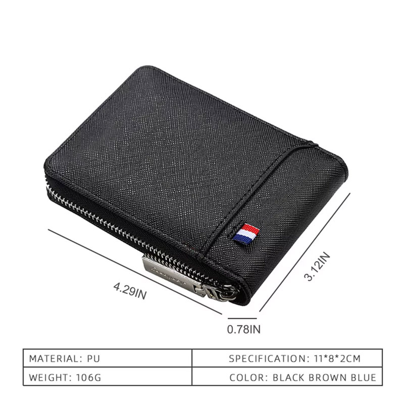 Multifunctional Hand Card Holder PU Business Zipper Purse Casual