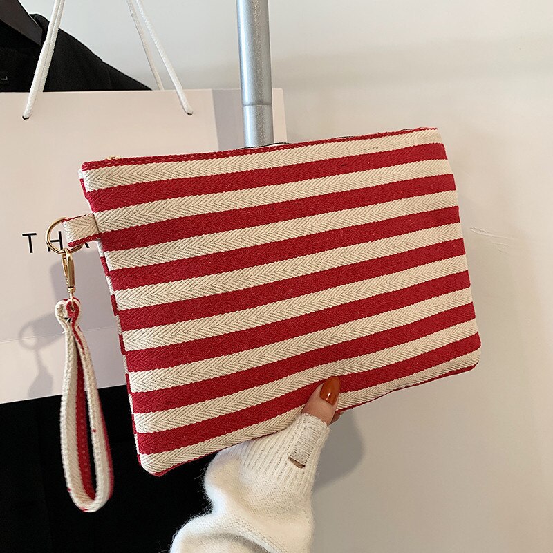 Striped Bags Clutch Canvas