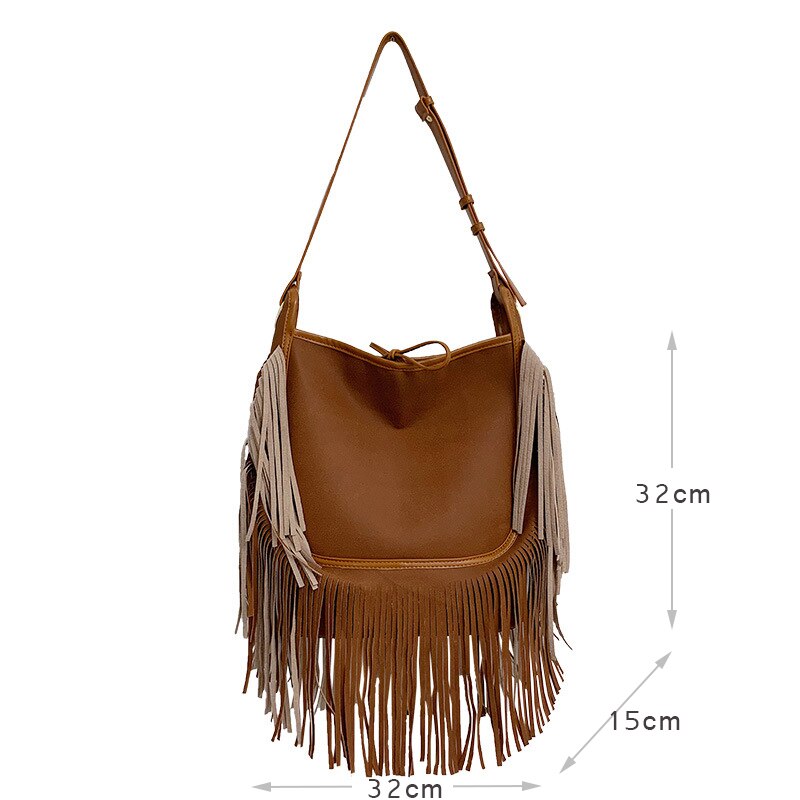 Tassel Bucket Shoulder Bag