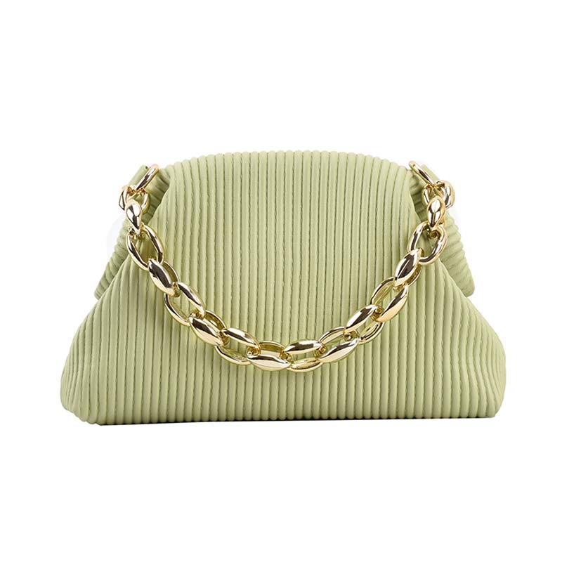 Metal Thick Chain Shoulder Pack Soft Leather Handbag