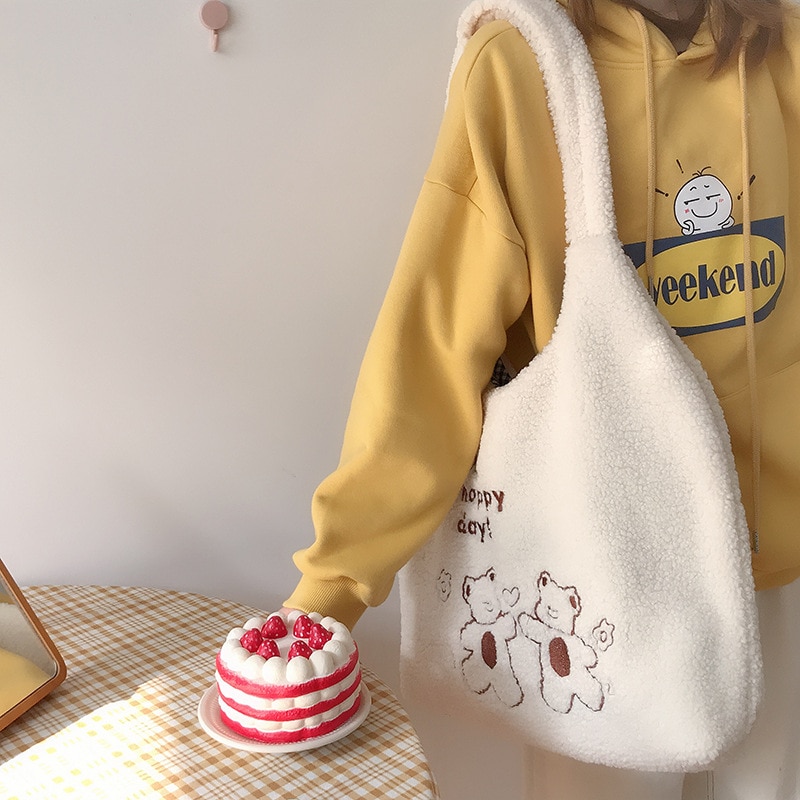 Bear Embroider Crossbody Handbag