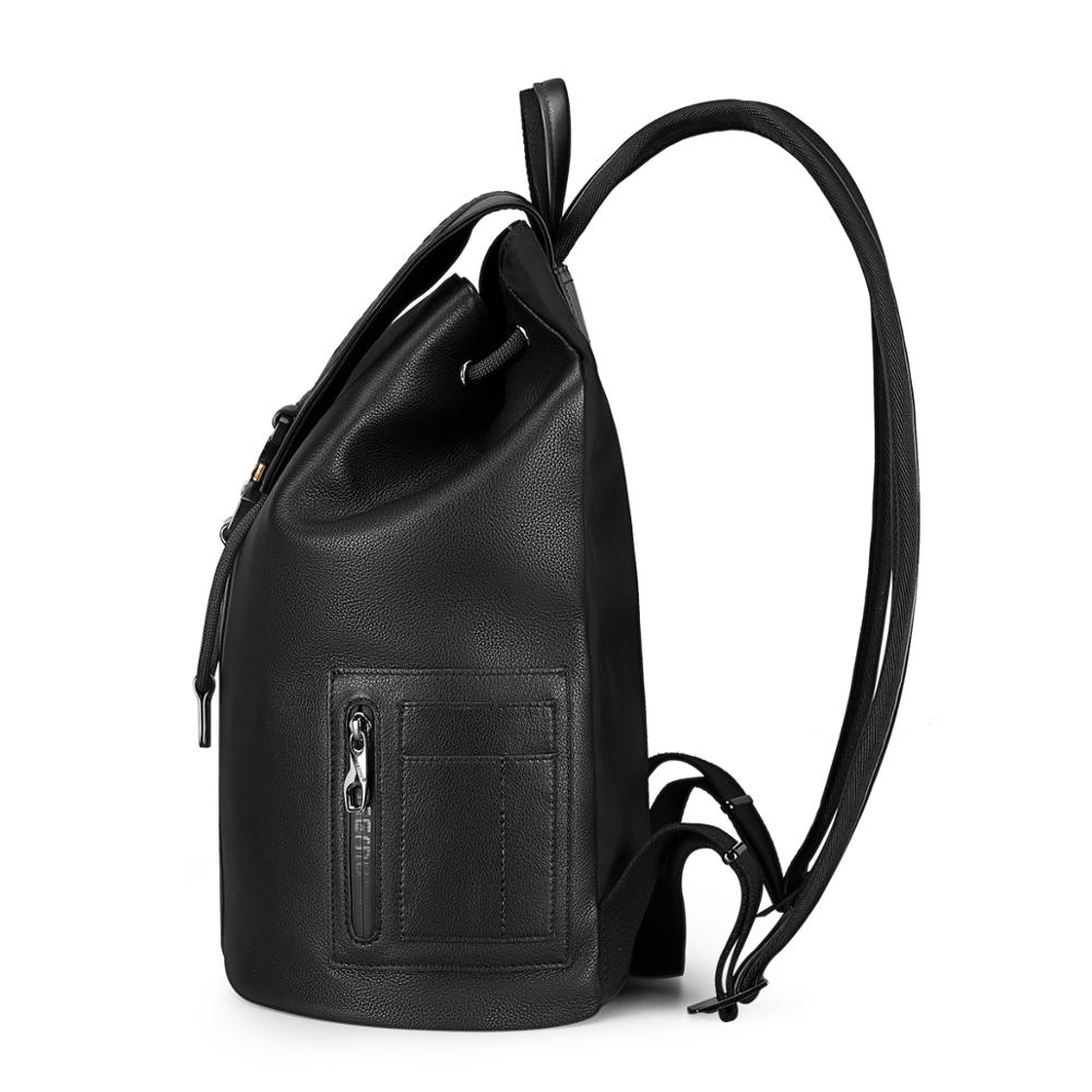 Top Layer Leather Backpack Young Man