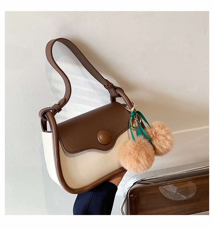 Pompom Leaf Pendant Crossbody Bag