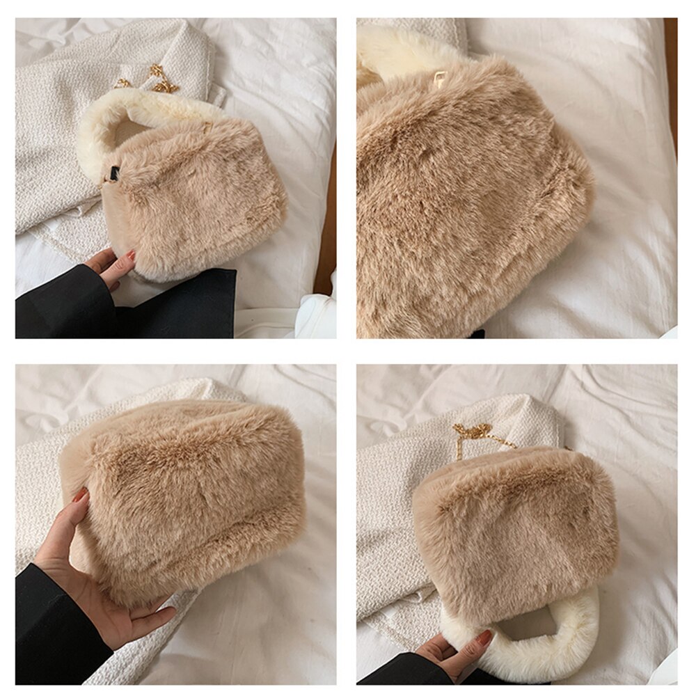 Fluffy Faux Fur Women Shoulder Tote