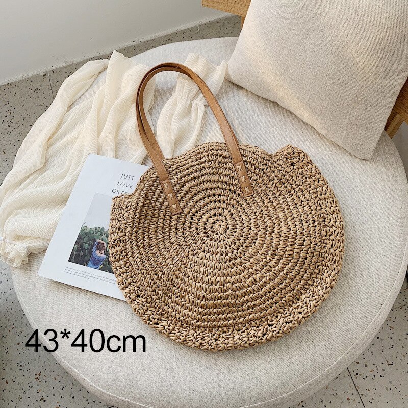 Round Straw Shoulder Bag