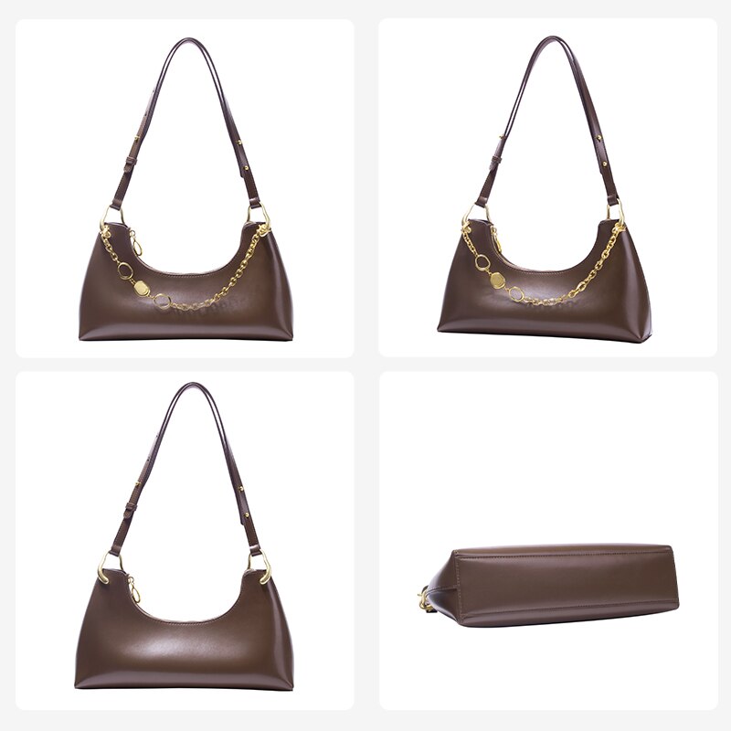 Trendy All-match Chain Underarm Baguette Bag