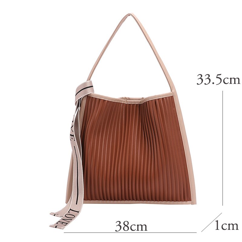 Pleated Leather Tote Bag