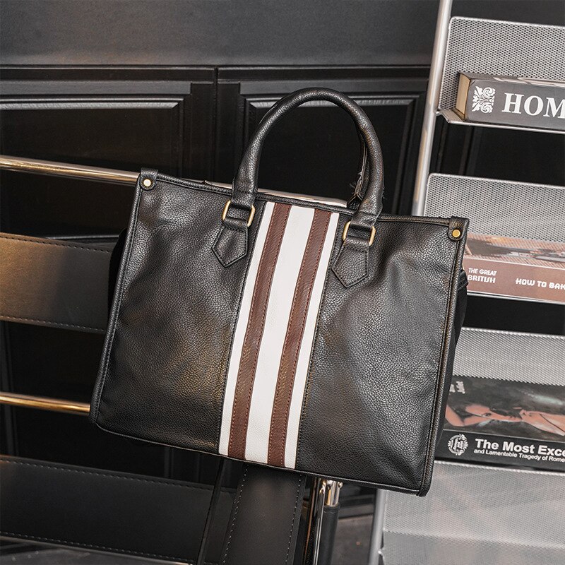 Men waterproof Leather Tote Bag
