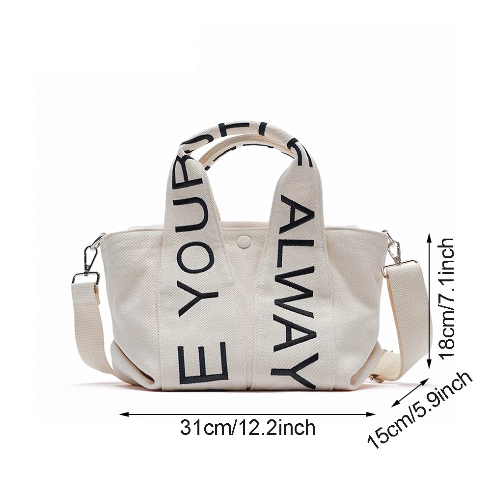 Casual Letter Canvas Tote Shopper Bag