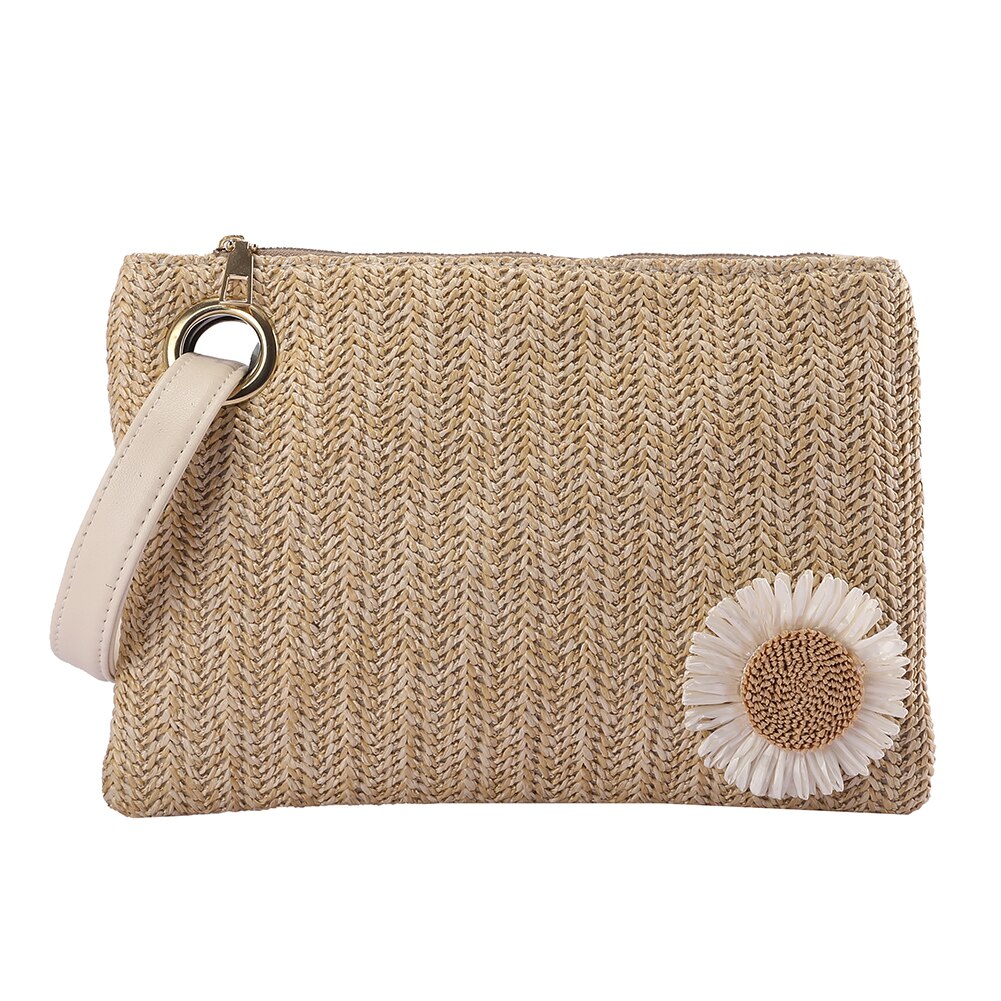 Woven Sunflower Wristlet Bag