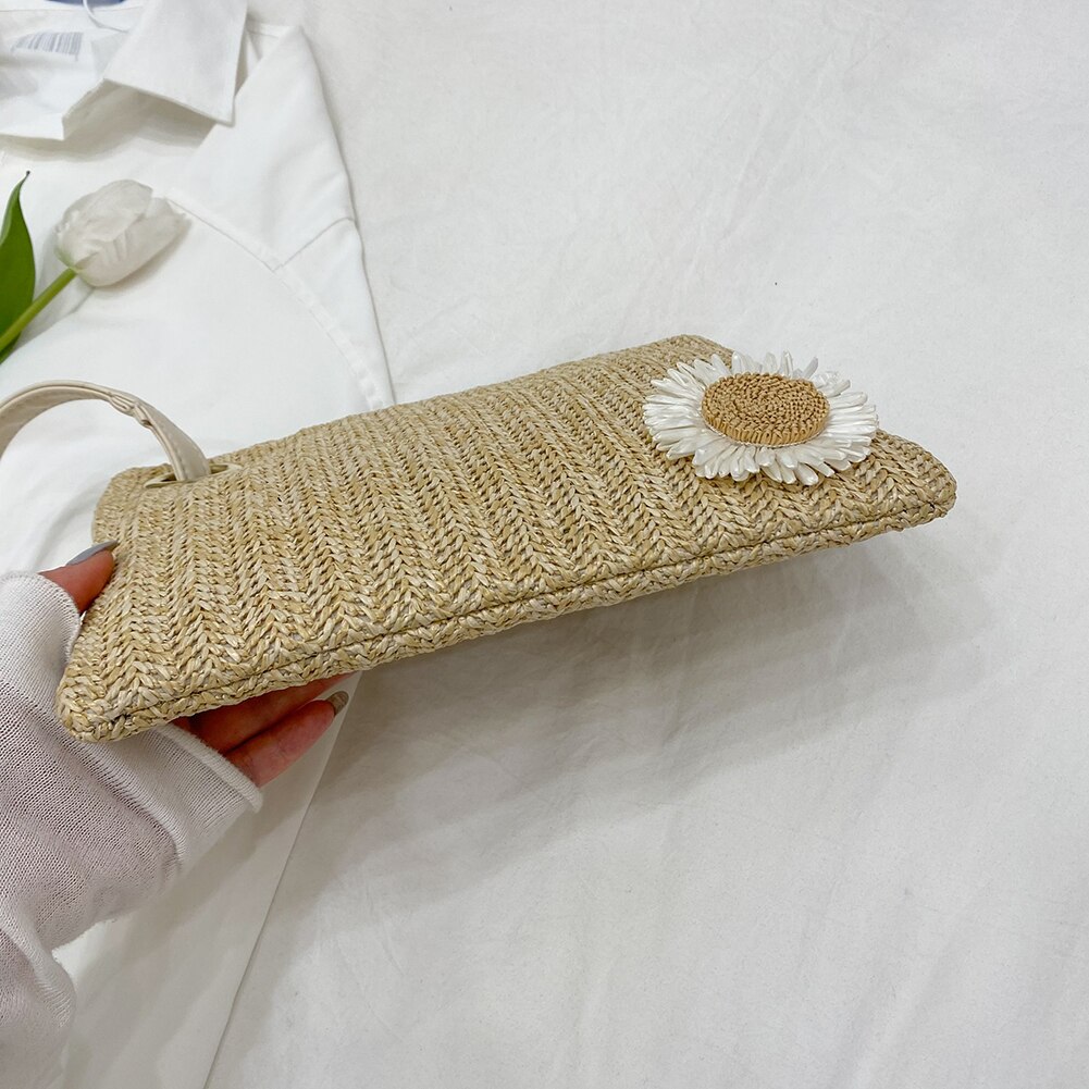 Woven Sunflower Wristlet Bag