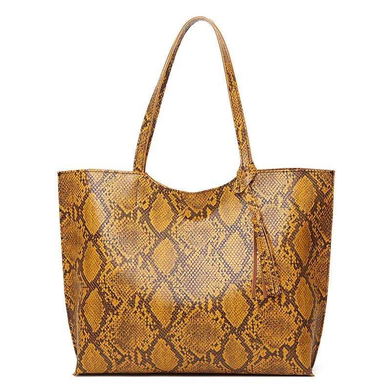 Designer Snake Pattern Big Tote Handbag