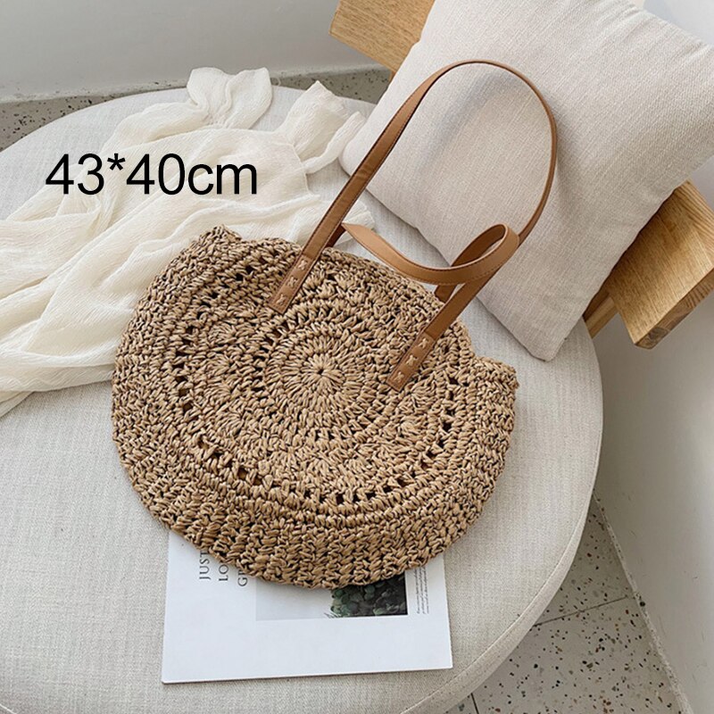 Round Straw Shoulder Bag