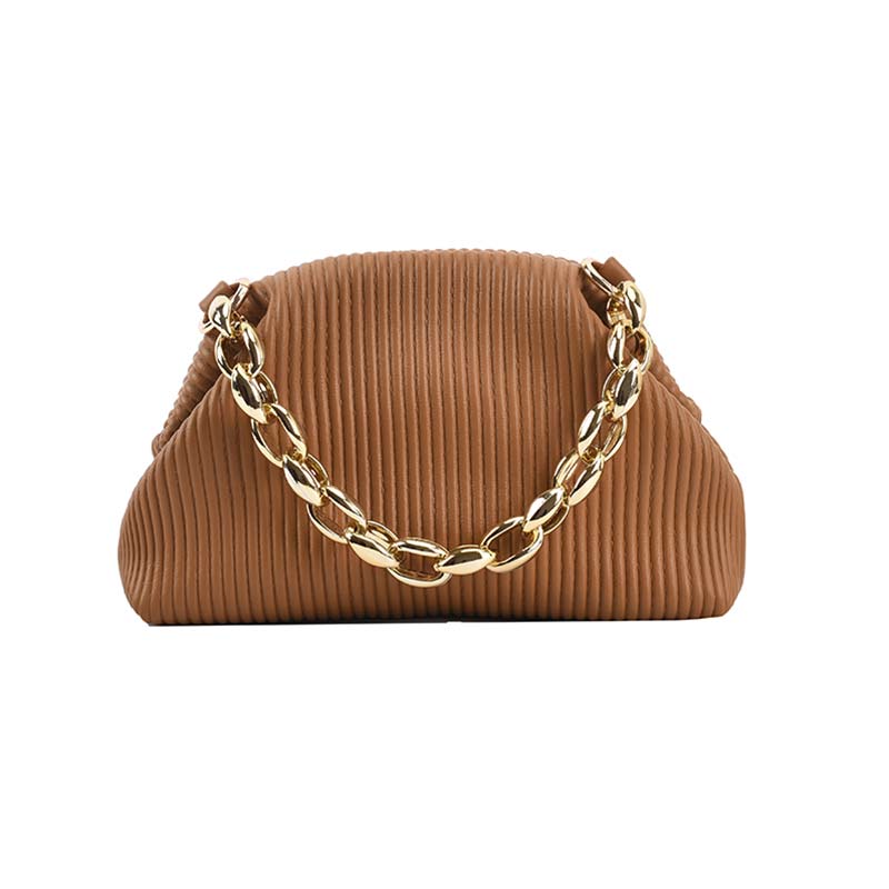 Metal Thick Chain Shoulder Pack Soft Leather Handbag