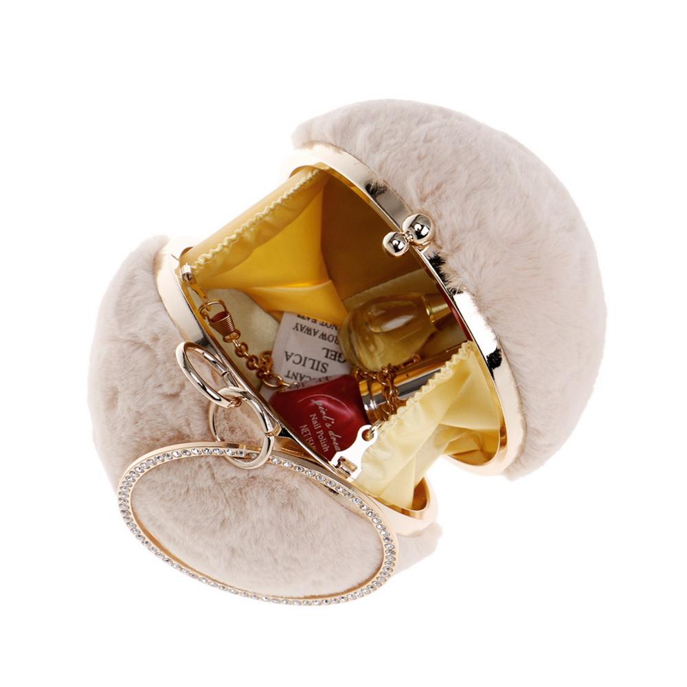Ball Design Rabbit Fur Evening Bag