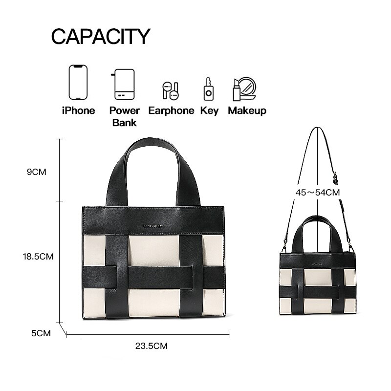 Checkerboard Design Top Handle Crossbody Bag