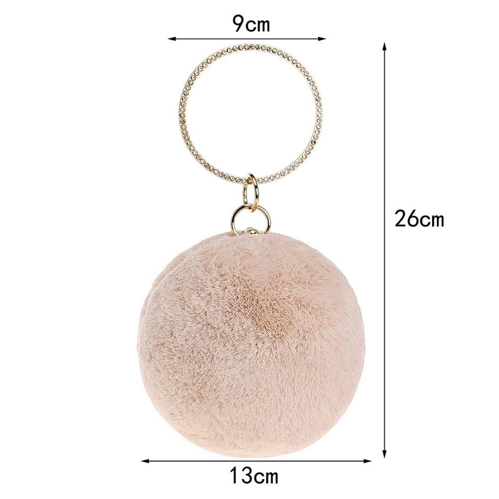 Ball Design Rabbit Fur Evening Bag