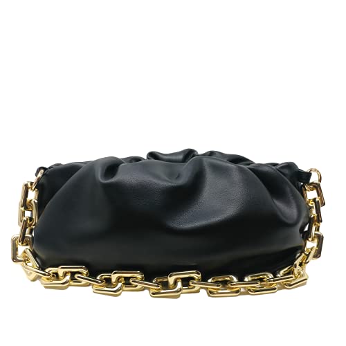 Ruched Chain Link Shoulder Handbag