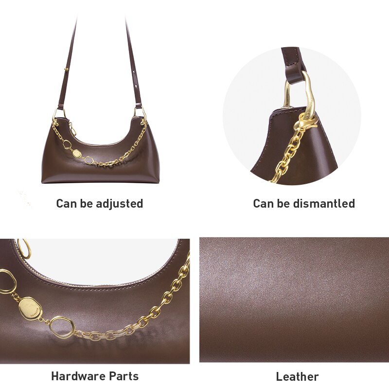 Trendy All-match Chain Underarm Baguette Bag
