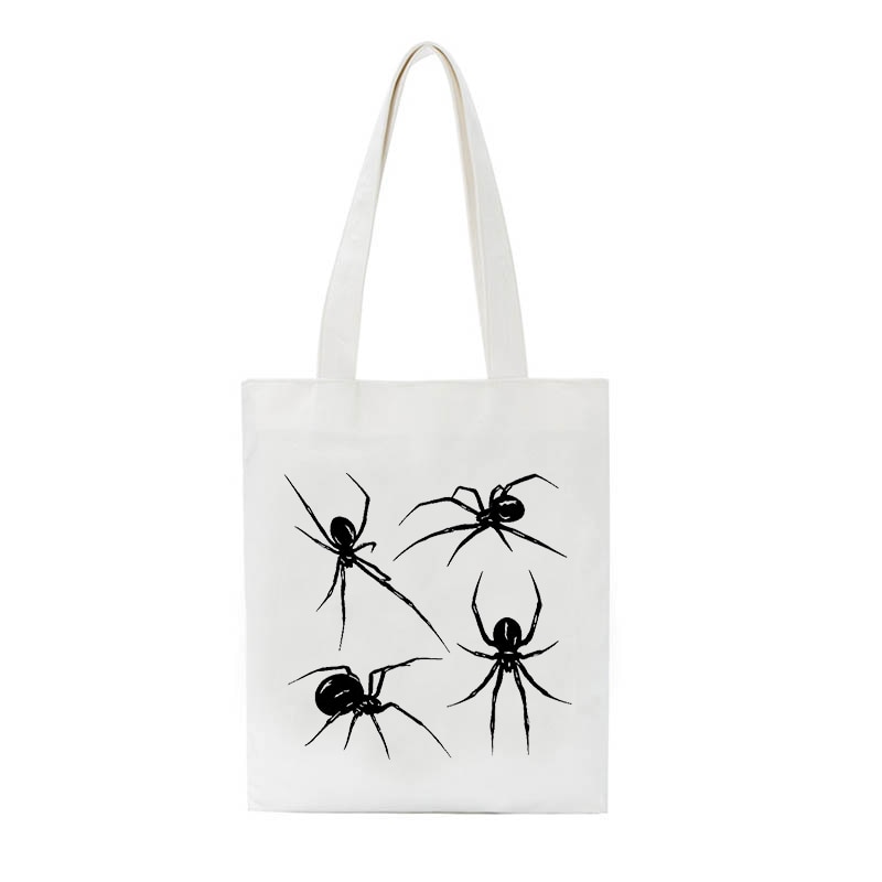 Evil Spider Print Canvas Bag
