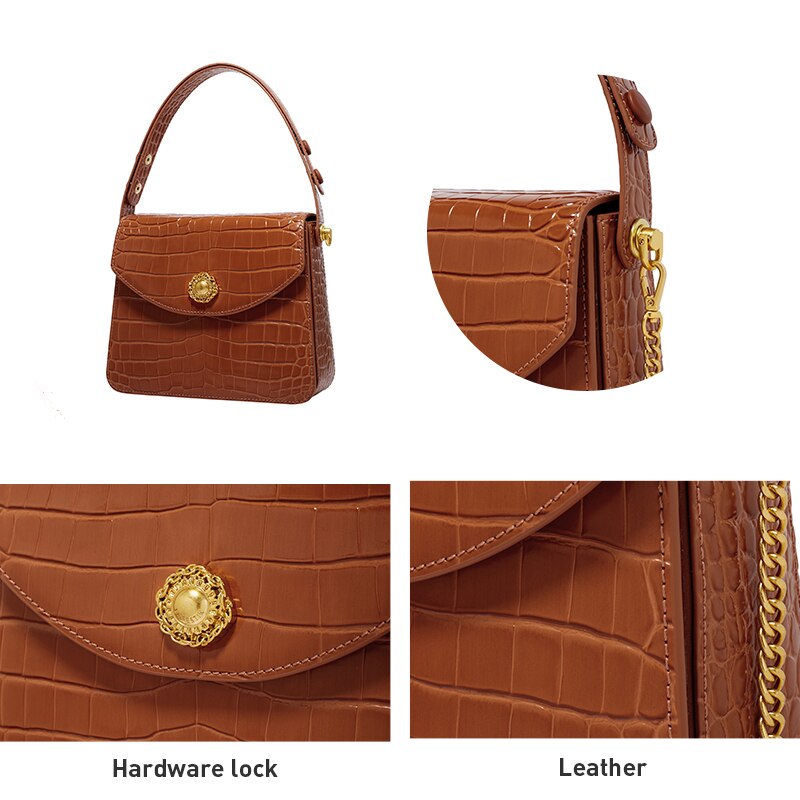 Leather Portable Underarm Handbag