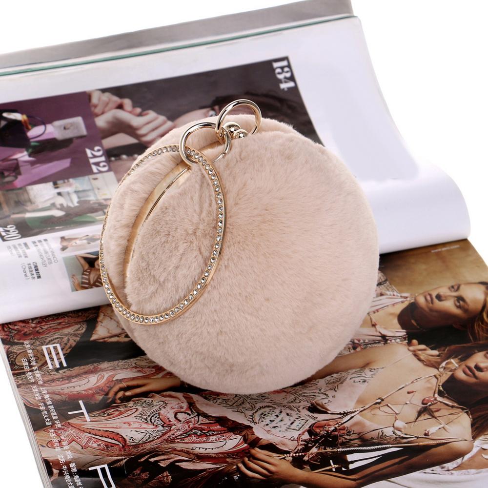 Ball Design Rabbit Fur Evening Bag