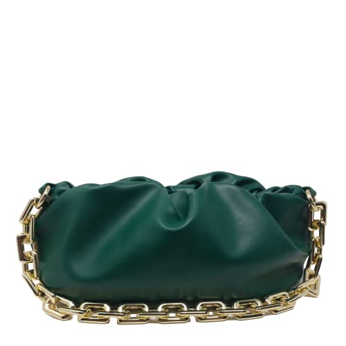 Ruched Chain Link Shoulder Handbag
