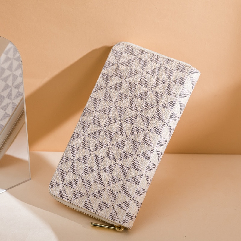 Printed Double Zipper Long Wallet
