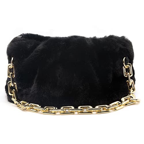 Ruched Chain Link Shoulder Handbag