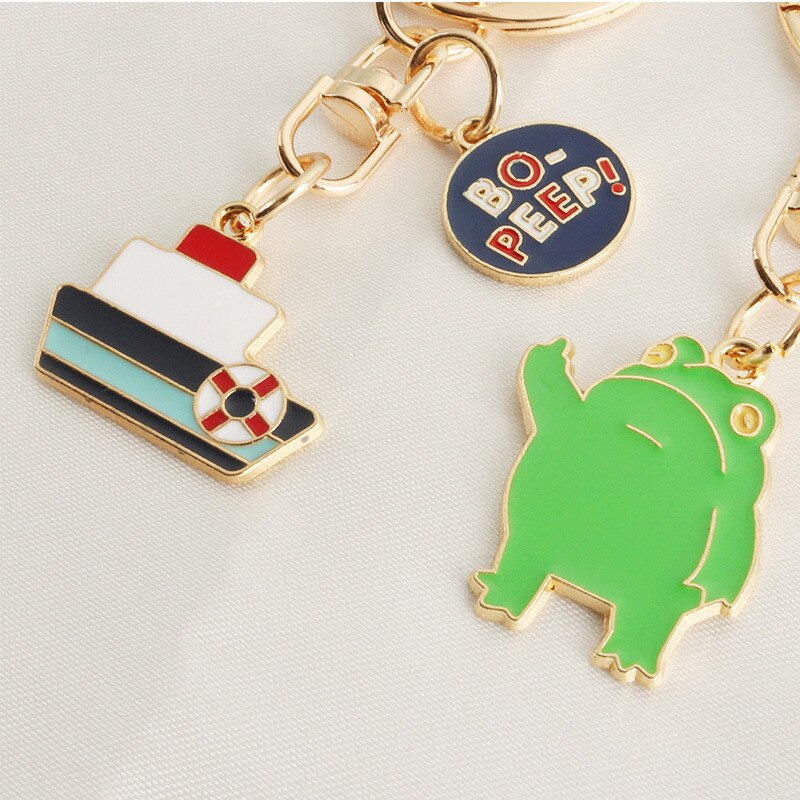 Cute Frog Boat Acrylic Keychain