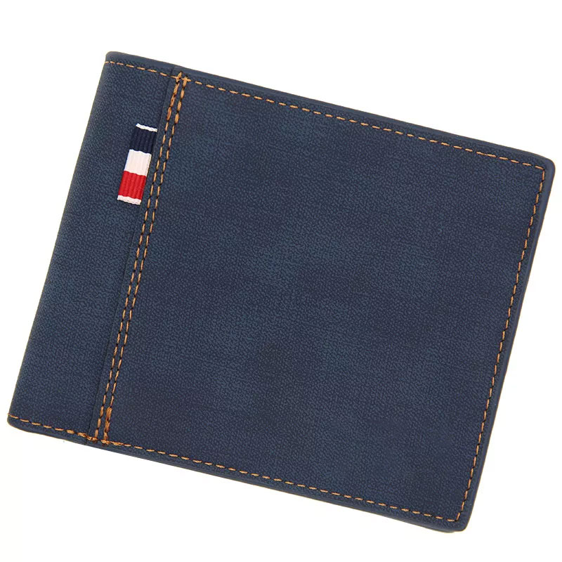 Solid Color Leather Business Short Wallet