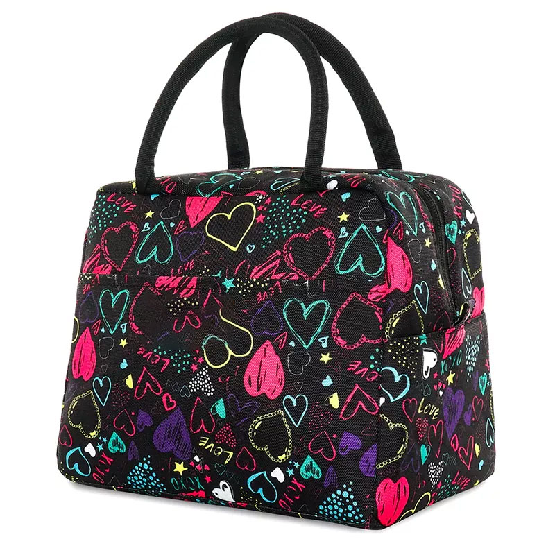 Floral Print Portable Insulation Lunch Bag