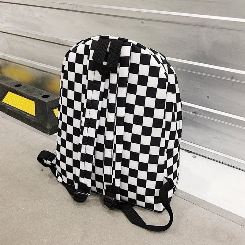 Unisex Plaid Nylon Backpack