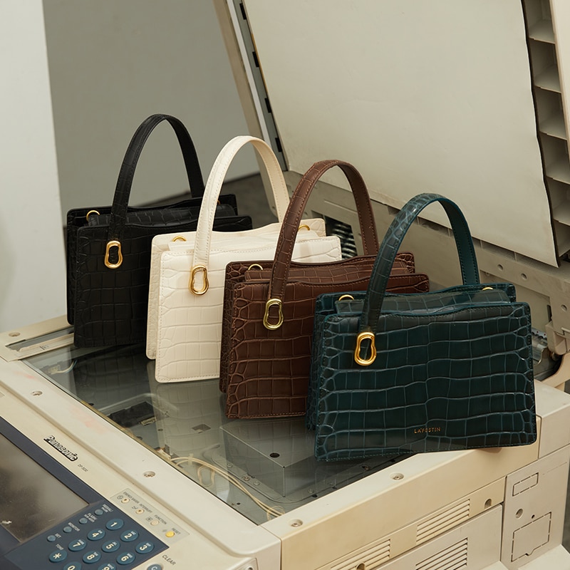 Crocodile Pattern Crossbody Square Bag