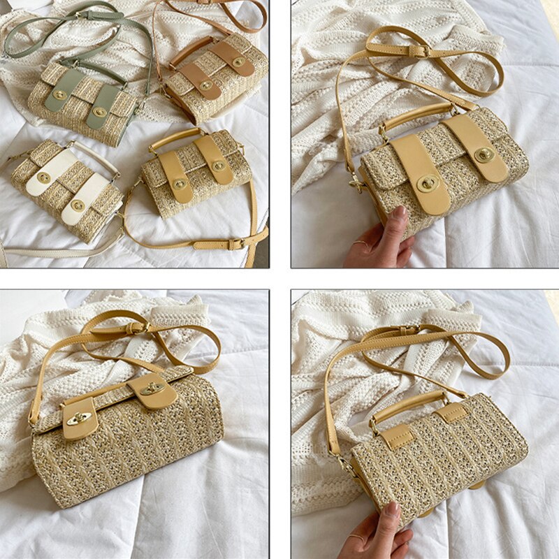 Retro Straw Design Crossbody Bag