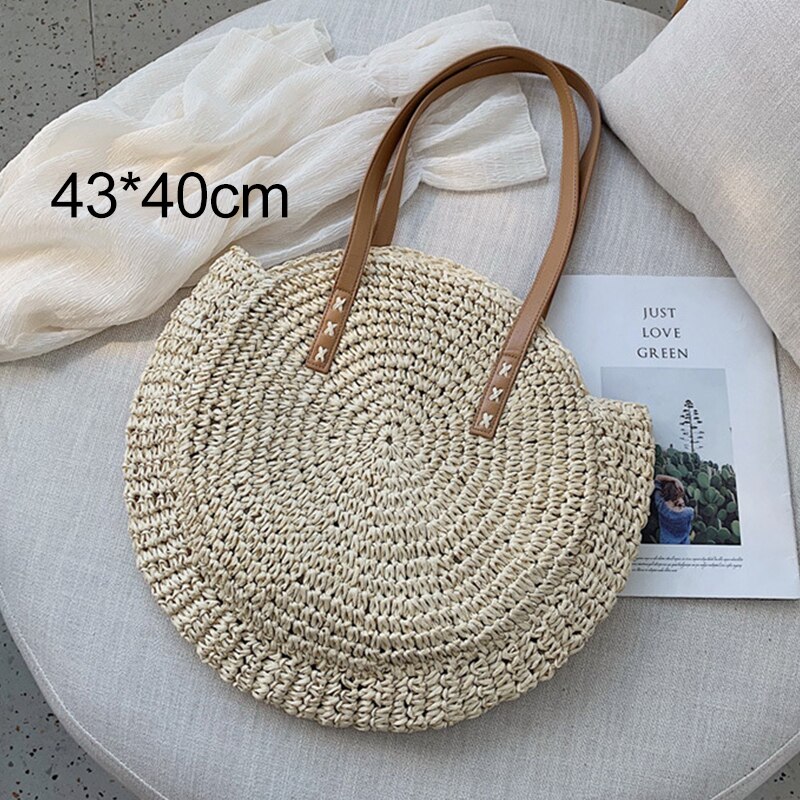 Round Straw Shoulder Bag
