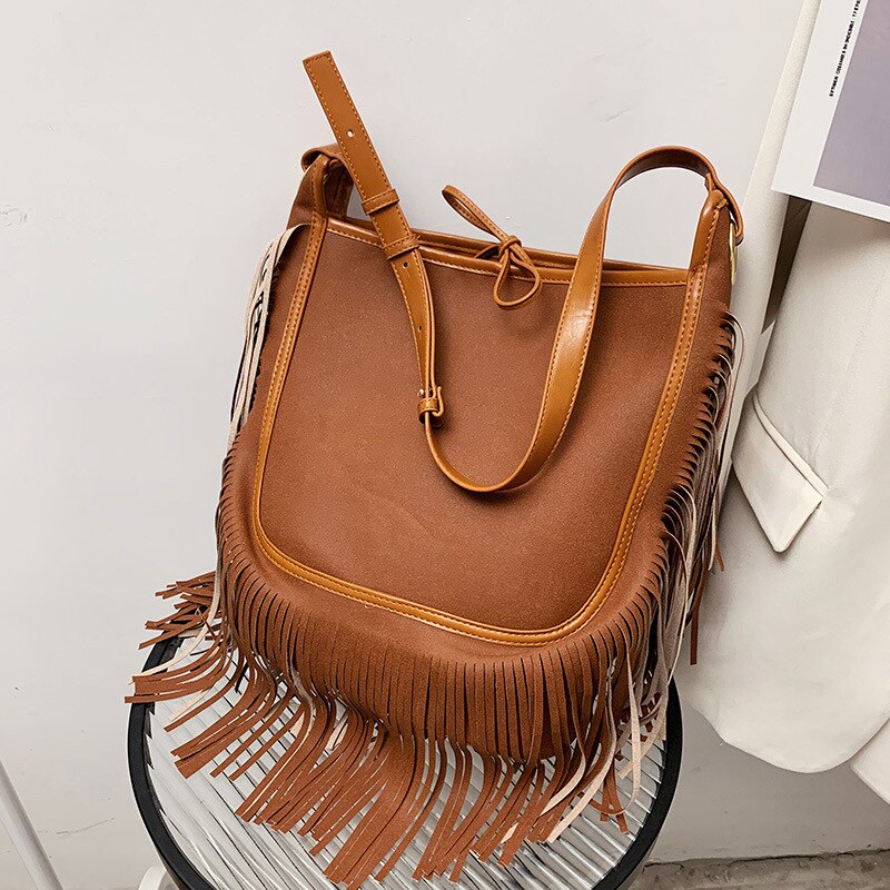Tassel Bucket Shoulder Bag
