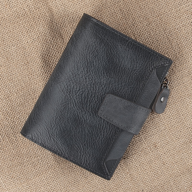 Men's Short Zipper Leather Wallet